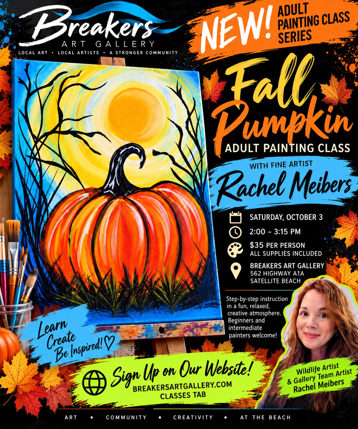 Fall Pumpkin Adult Painting Class With Rachel Meibers