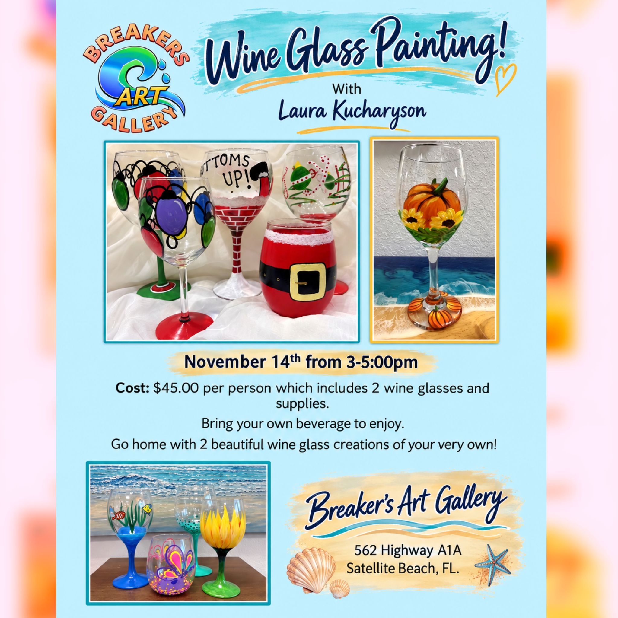 Holiday Wine Glass Painting With Laura Kucharyson